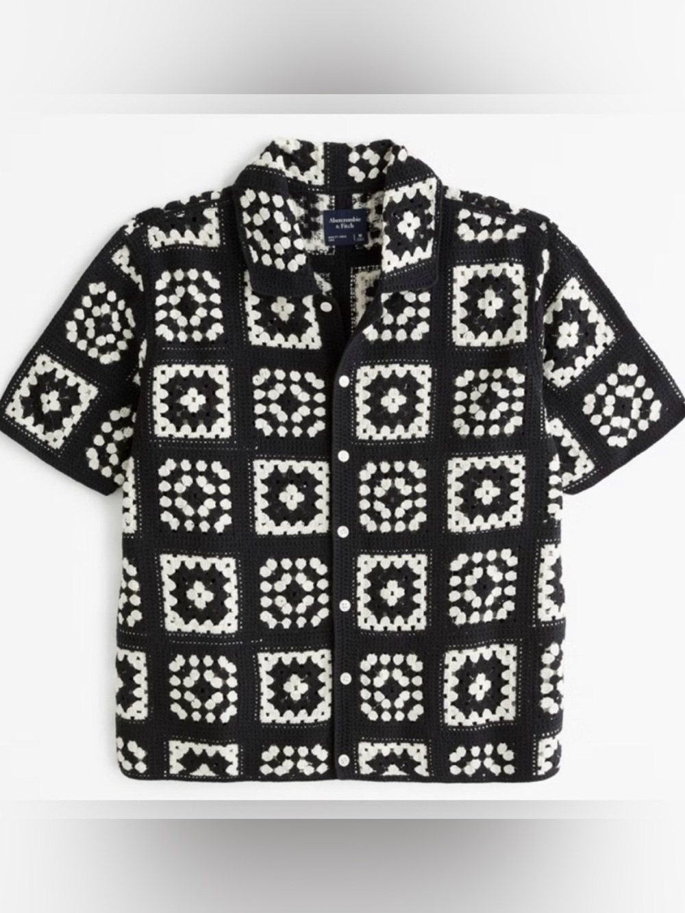 Abercrombie & Fitch Crochet-Style Knit Sweater Polo Men’s XS NWOT